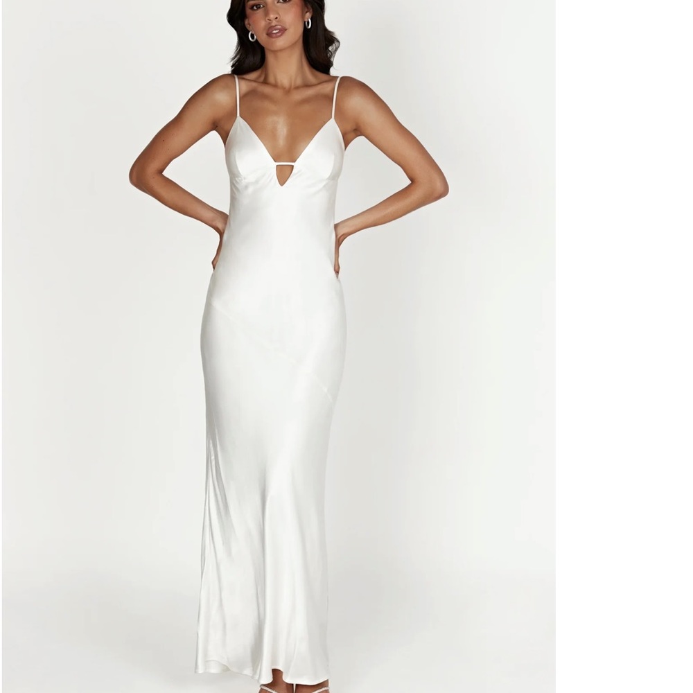 NWT Meshki white satin slip dress